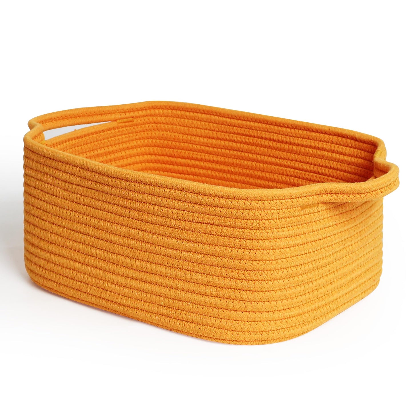 MEGASKET Orange Woven Basket, 13.5 x 10 x 6 Baskets for Gifts Empty, Cute Cotton Rope Cat Dog Toy Bin Box, Small Woven Bin for O