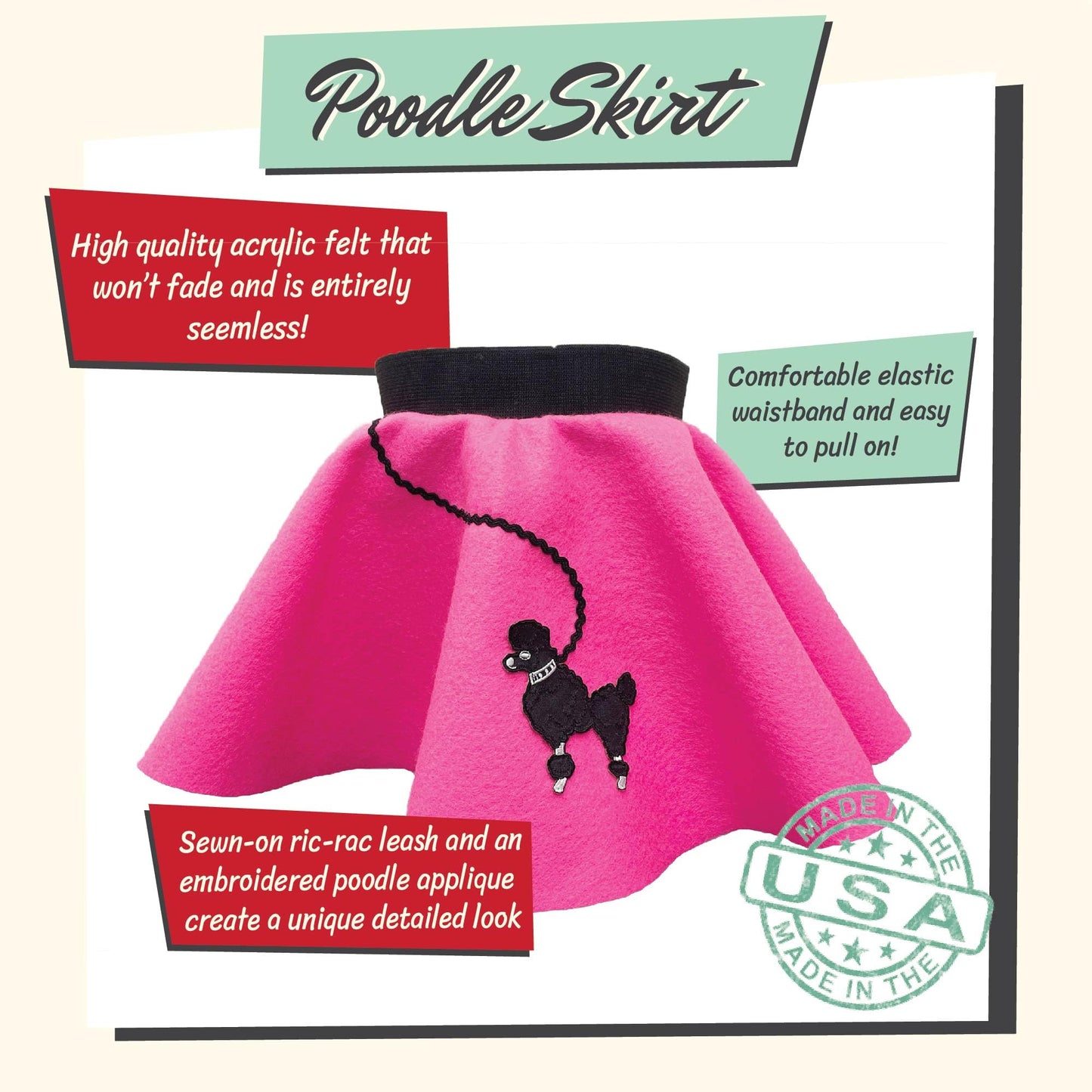Hip Hop 50'S Shop Baby And Toddler Poodle Skirt (Light Pink, Baby)