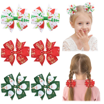 Choicbaby Christmas Hair Bows For Girls 3 Inches Red Hair Bows Clips For Toddler Christmas Pinwheel Bows Grosgrain Ribbon Kids H