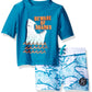 Osh Kosh Baby Boys' Beware Of Sharks Short Sleeve Rash Guard Set, Turquoise, 24 Months