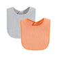 Hudson Baby Unisex Baby Drooler Bib With Waterproof Lining, Gray Orange, One Size