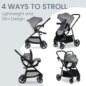Britax Willow Brook Baby Travel System, Infant Car Seat And Stroller Combo With Aspen Base, Clicktight Technology, Rightsize Sys