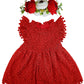 Bgfks Baby Girl Tutu Dress Elegant Lace Pom Pom Flutter Sleeve With Flower Headband Set(Red,2T)