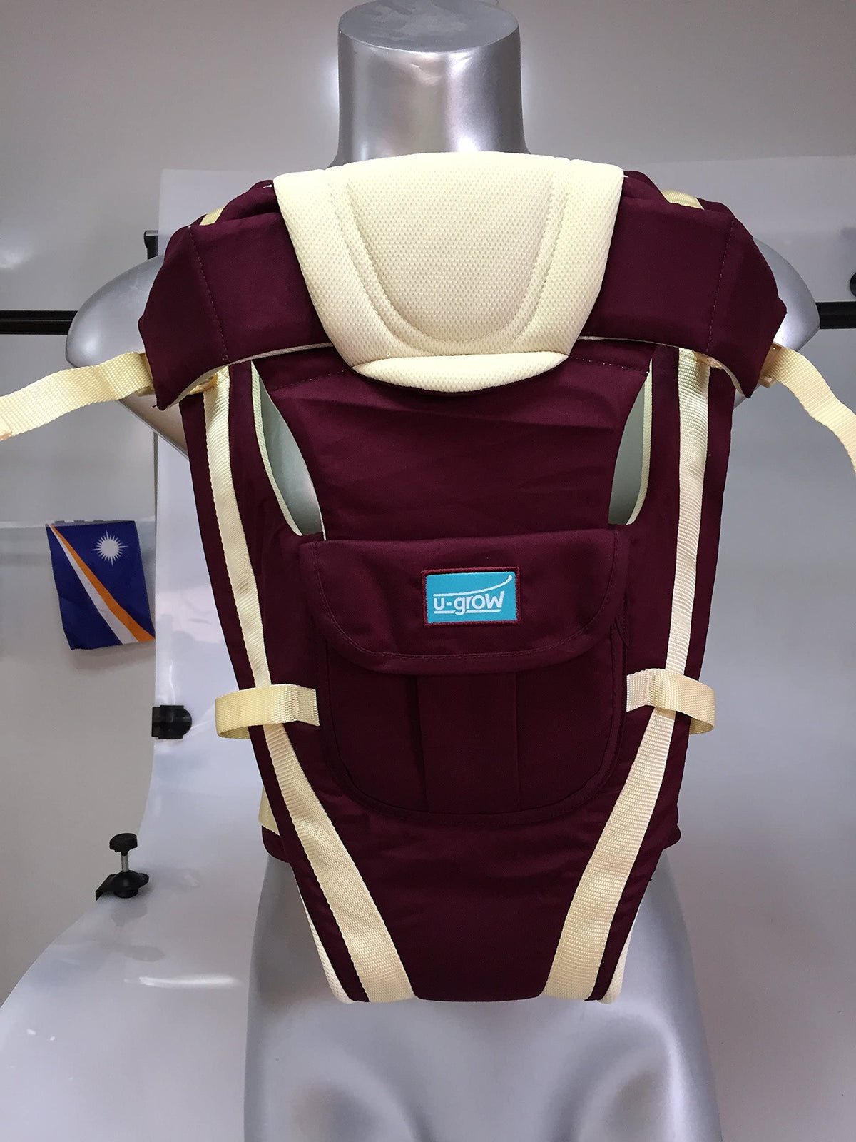 UGrow Four Way Baby Carrier Soft & Comfortable with Safety Belt and Wide Cushioned Straps (Red)