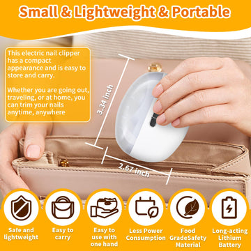 Electric Nail Clipper 2 In 1 Design, Automatic Baby Nail Trimmer With Light & 2 Speeds, Nail Polisher, Usb Rechargeable Safety E