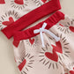 Engofs Toddler Baby Boy Girl Valentine'S Day Outfit Hearts Sweatshirt Pants My First Valentines Baby Clothes Set Khaki 0-6 Month