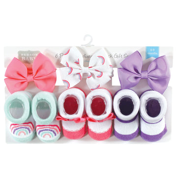 Hudson Baby Baby Girls' Headband And Socks Giftset, Purple Rainbow, One Size