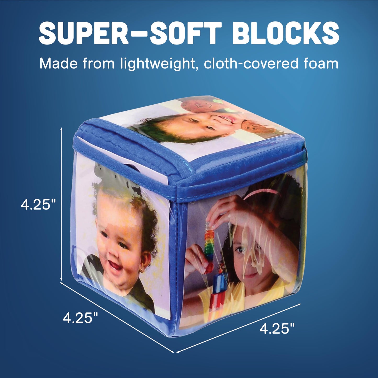 Constructive Playthings Customizable Stacking Block Toys with Photo Pockets for Ages 12 Months+, Toddler Soft Foam Building Bloc