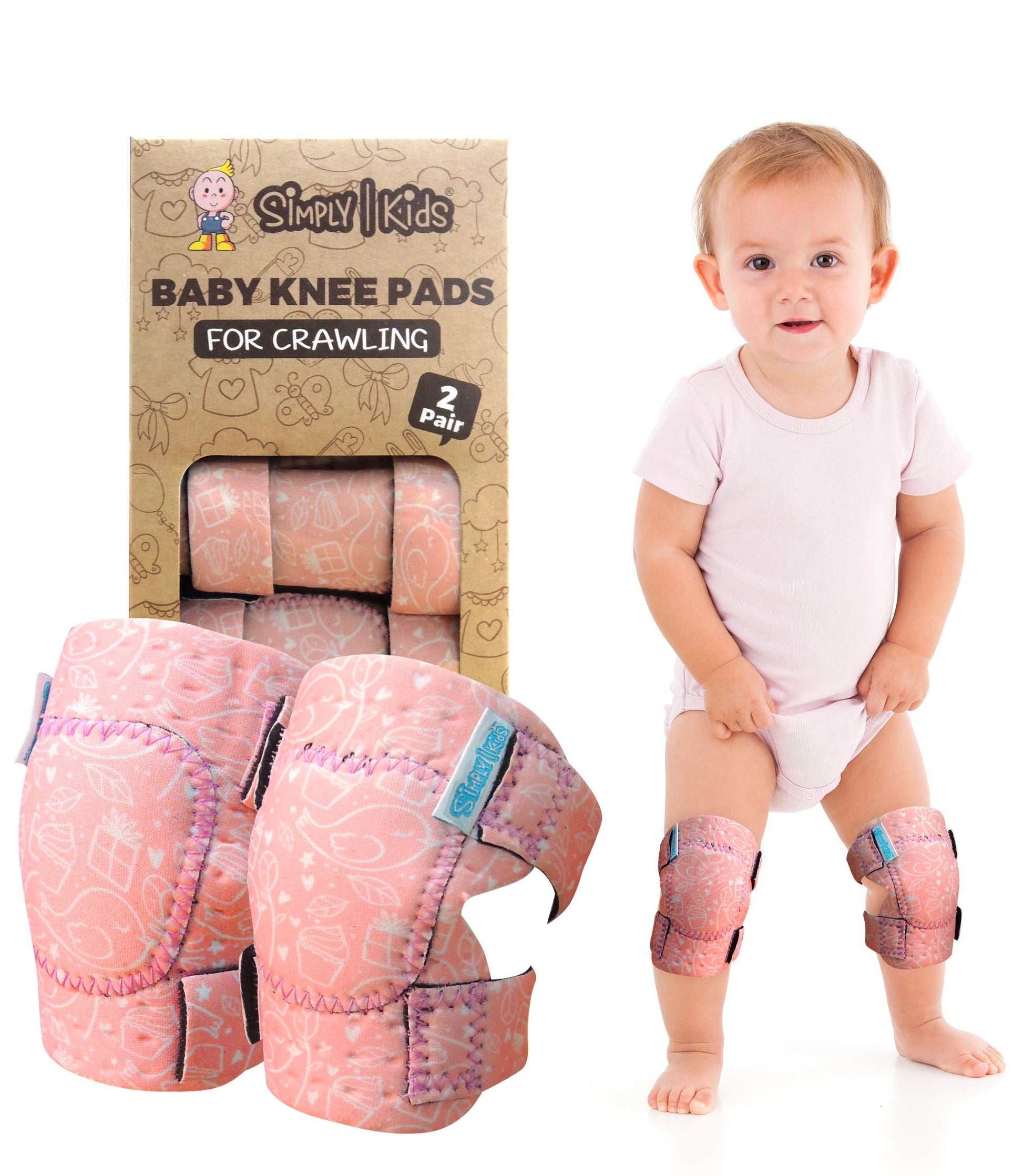 Simply Kids Baby Crawling Knee Pads (2 Pairs), Rodilleras para Bebe - Comfortable Knee Protector for Toddler, Infant, Girl, Boy,