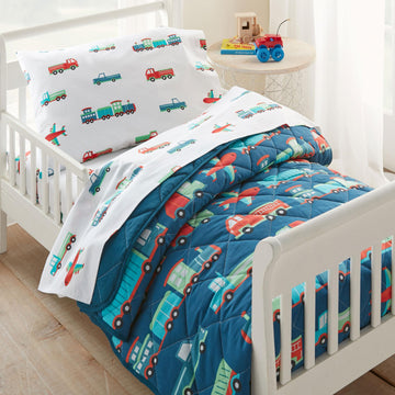 Wildkin Kids 100% Cotton Toddler Sheet Set For Boys & Girls, Bedding Set Includes Top Sheet, Fitted Sheet, Standard Pillow Case,