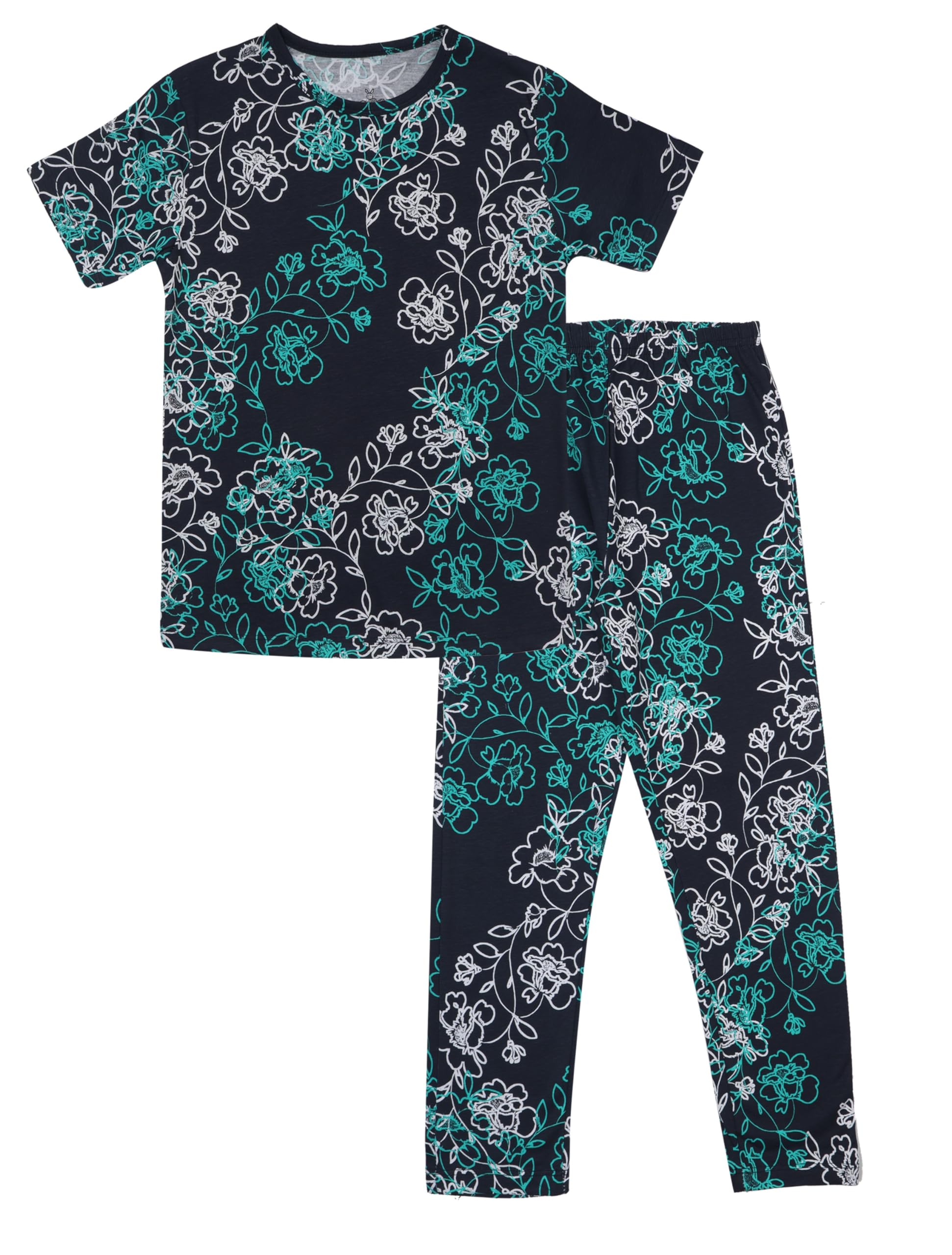 NammaBaby Girls Cotton Night Suit, Printed TShirt & Pant Set/Girls Night Dress/Nightwear (Pack of 1, 2 Years3 Years)