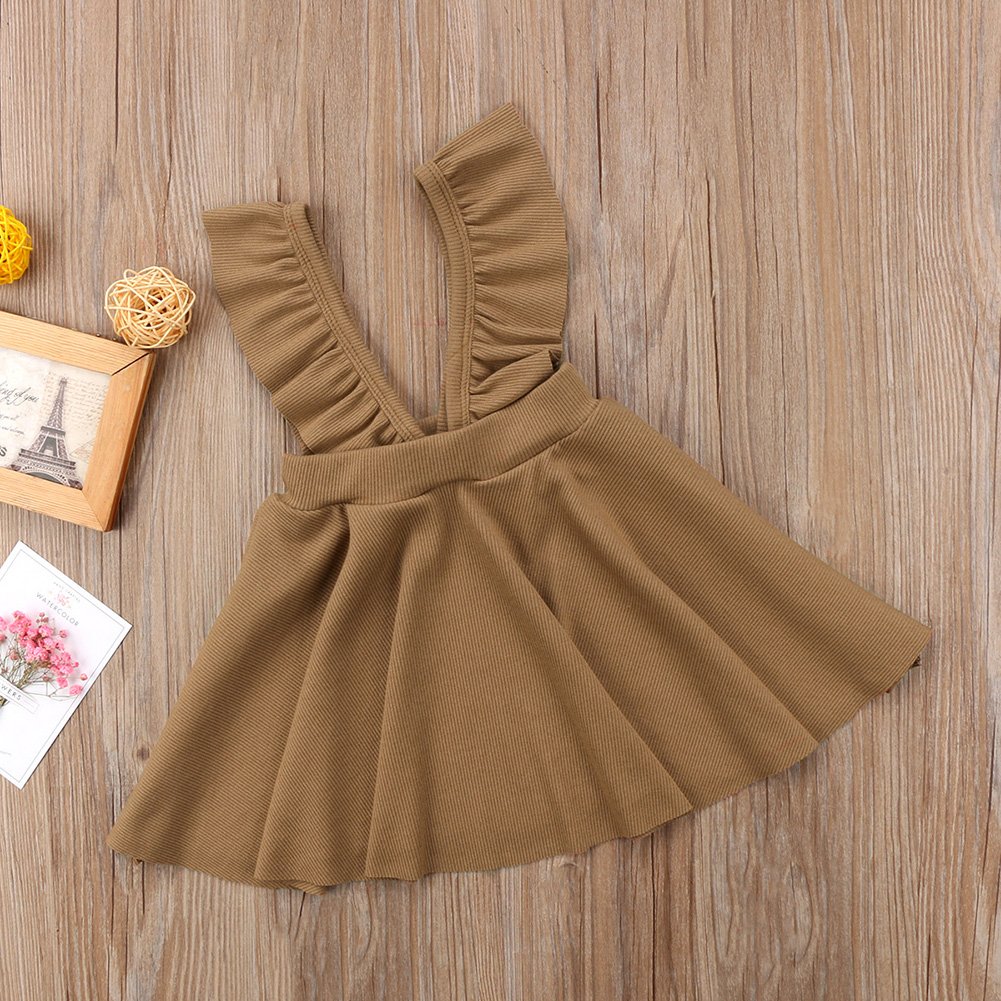 Zaxarra Toddler Kids Baby Girls Braces Tutu Skirt Dress Outfit Clothes (Brown, 4-5 T)