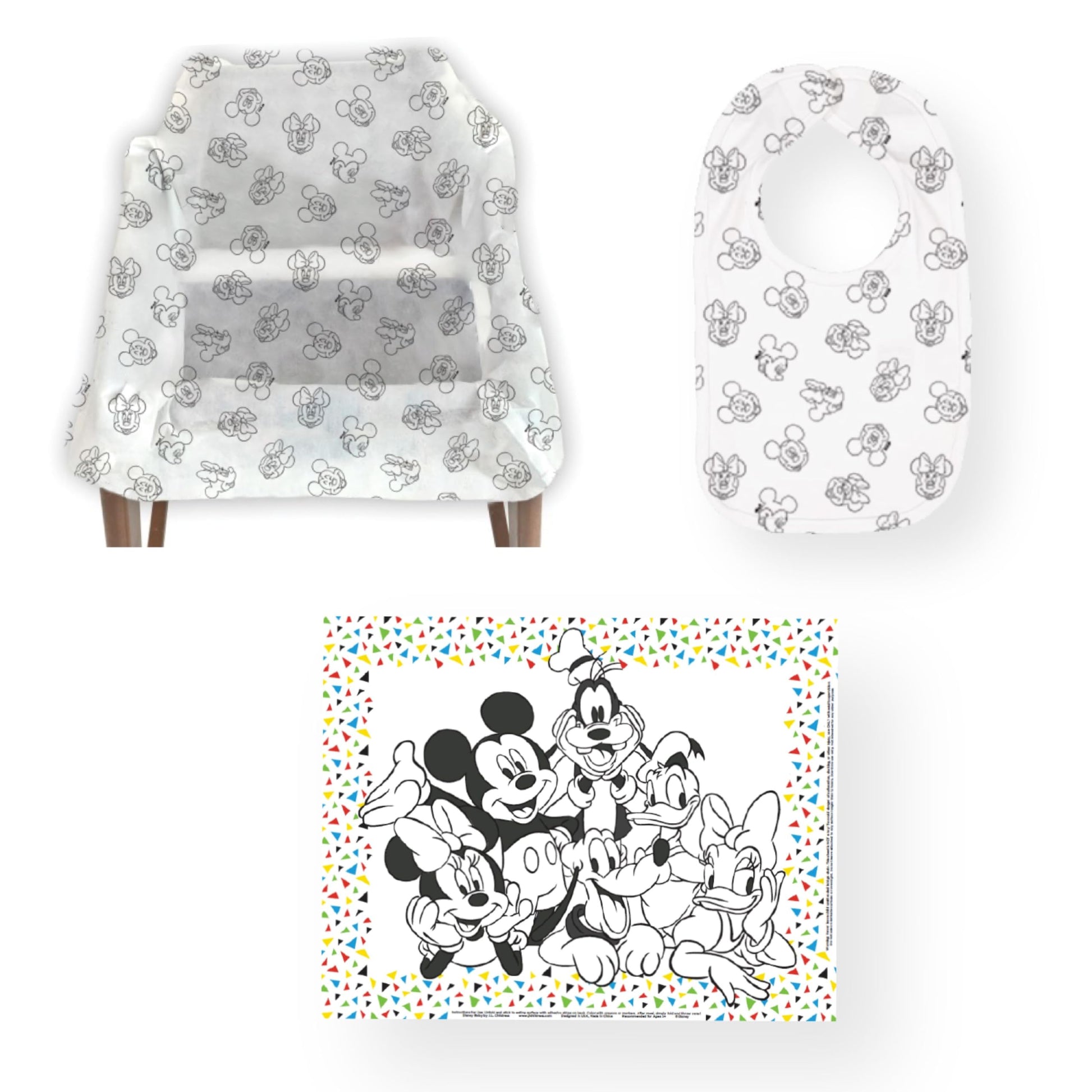 J.L. Childress Disney Baby Dining-Out Bundles - 3 Restaurant Bundles For Toddlers - Each Bundle Includes 1 Disposable Bib, 1 Dis