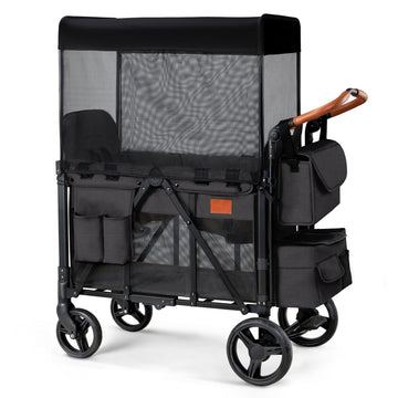 Ztdm Wagon Stroller For 2 Kids, High Seat & 5 Point Harness, Foldable All-Terrain Wagon For Toddler With Canopy, Parent Organize