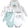 Hudson Baby Unisex Baby Cotton Long-Sleeve Bodysuits, Chill Out Penguin, 0-3 Months