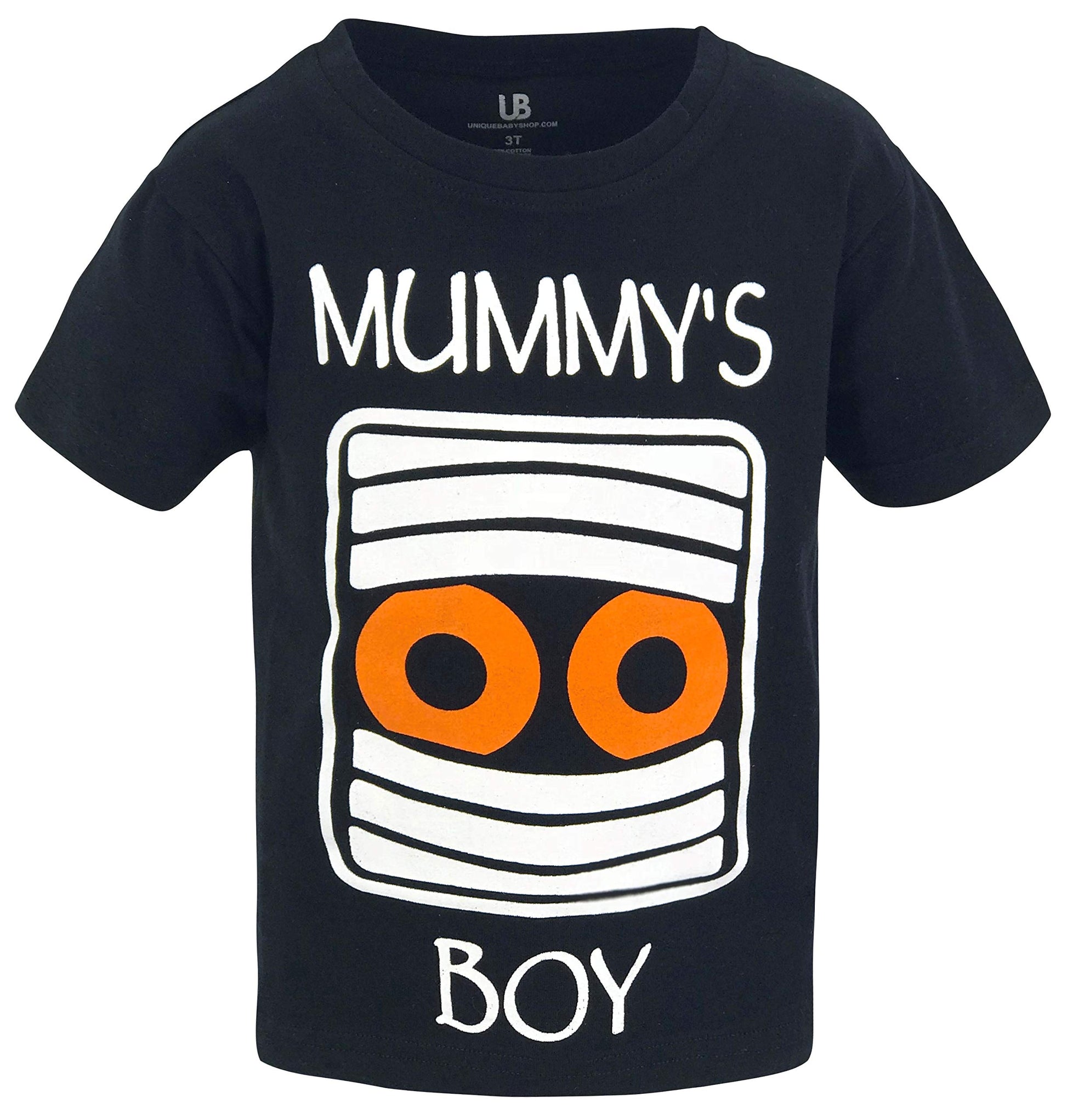 Unique Baby Boys Toddler Mummy'S Boy Halloween Short Sleeved T Shirt (4T) Black