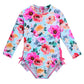 Xfgirls Baby/Toddler Girls 1 Piece Swimsuit Long Sleeve Rash Guard Beach Wear 1-6M, Hot Pink Flower