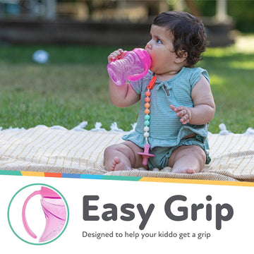 Nuby 3 Piece No-Spill Grip N Sip Cup With Silicone Soft Flex Spout, 2 Handle With Clik It Lock Feature, Girl,10 Ounce