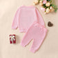 Fiomva Infant Baby Girl Valentines Day Outfit Newborn Sweatshirt Pants Set Toddler Waffle Pullover Matching Clothes (T Valentine