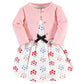 Touched By Nature Baby Girls' Organic Cotton Dress And Cardigan, Floral Dot, 2-Toddler
