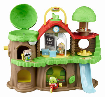 Timber Tots: The Klorofils Schoolhouse - 13pc Nature Toy Playset, 3 Animal Figurines & Accessories, Rotate-Snap-Crank Features,