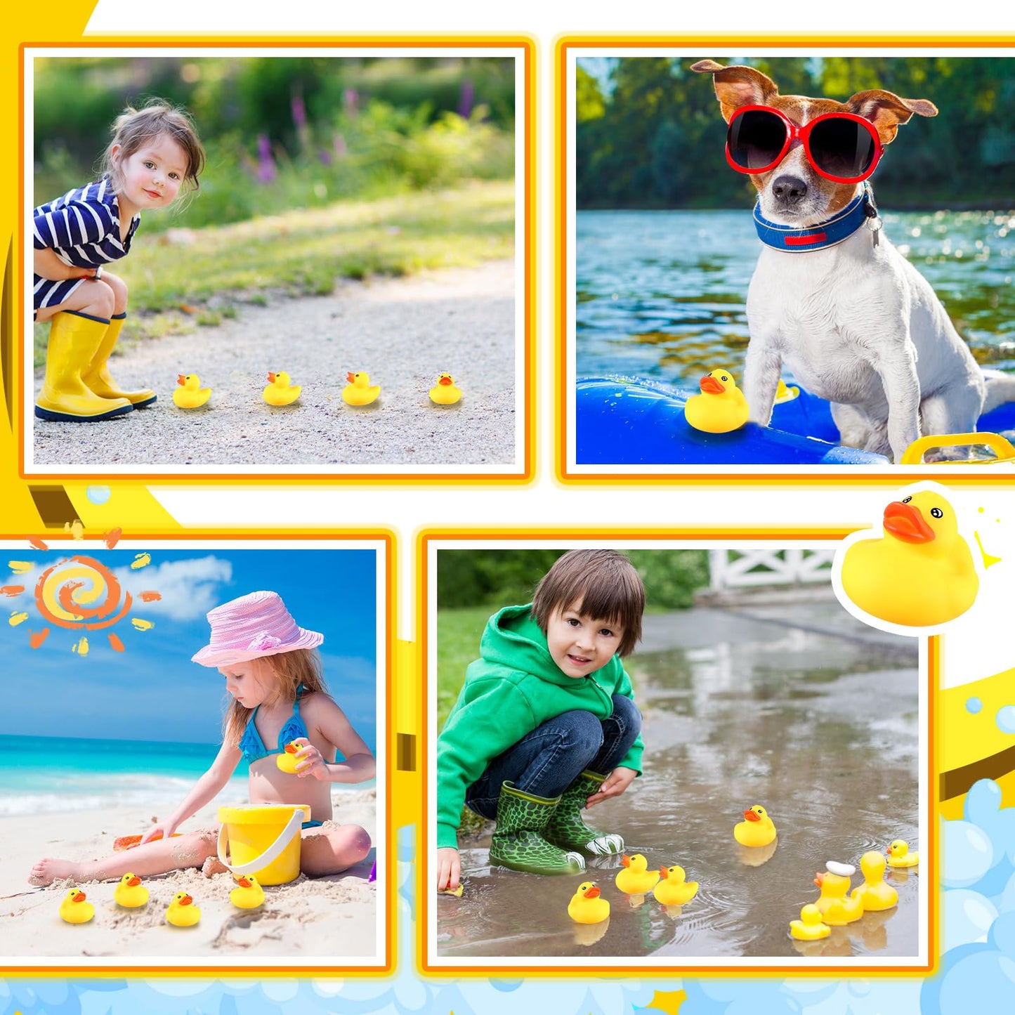 Lenwen 50 Pcs 2.2 Inch Waterproof No Hole Rubber Ducks Bath Toy with Sealed Plug Without Hole Bathtub Floating Bath Toy for Birt
