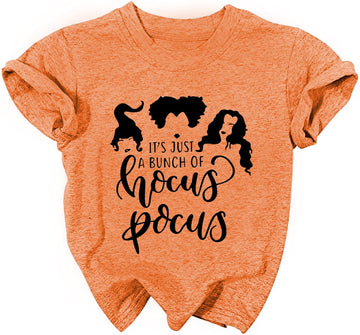 Lazychild It'S Just A Bunch Of Hocus Pocus Halloween T Shirt Toddler Boys Girls Sanderson Sister Graphic Tee Shirts(Orange,130)