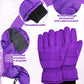 Boao 2 Pairs Kids Winter Ski Gloves Waterproof Warm Snow Mittens Full Finger Gloves For Toddlers Infants (Violet, Rose Red, 1-3