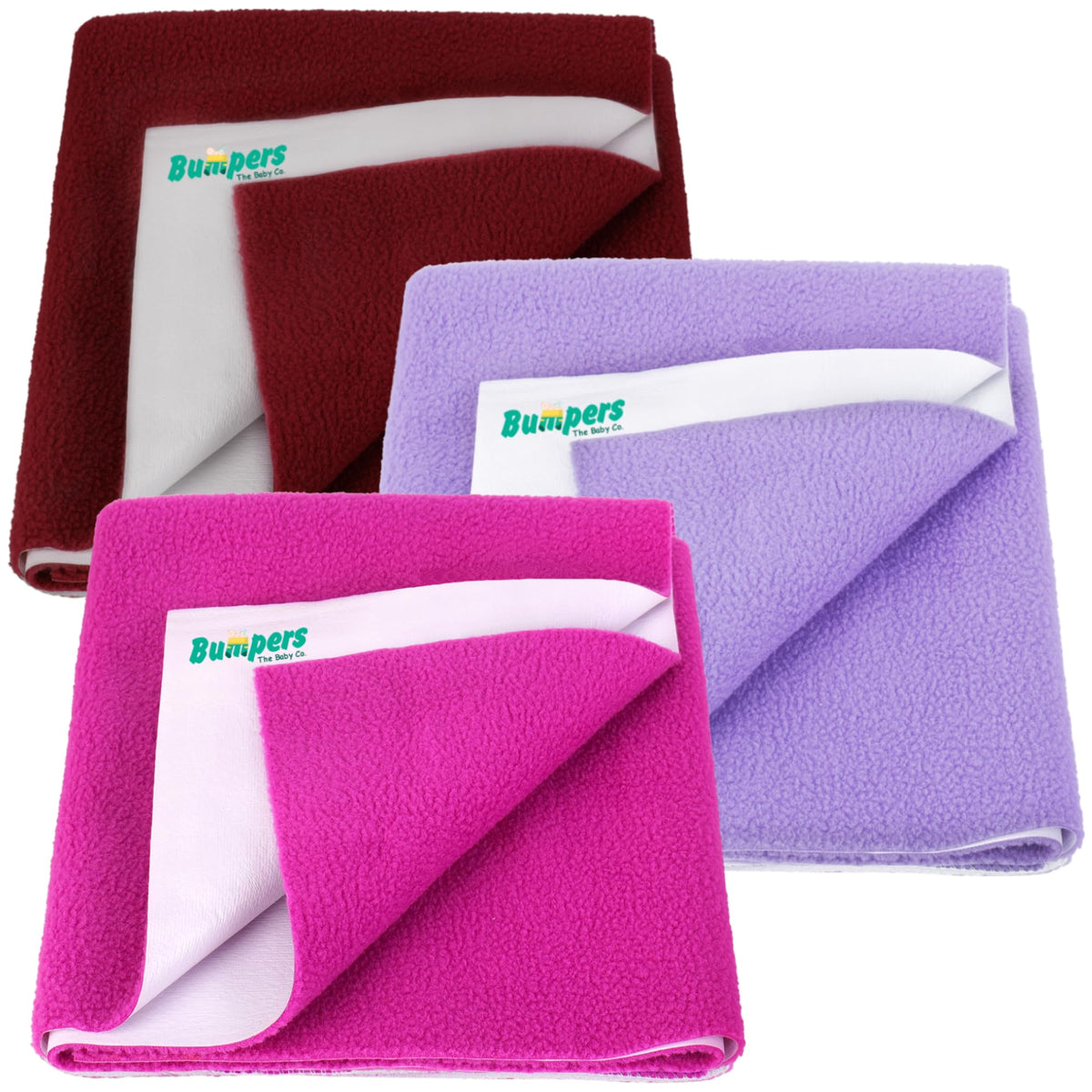 Bumpers AntiPiling Quick Dry & Absorbent Sheet Polycotton Baby Bed Protecting Waterproof Mat (Rani Pink, Violet, Maroon, Small 