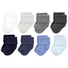 Hudson Baby Unisex Baby Cotton Rich Newborn And Terry Socks, Solid Blue Gray 8 Pack Terry, 6-12 Months