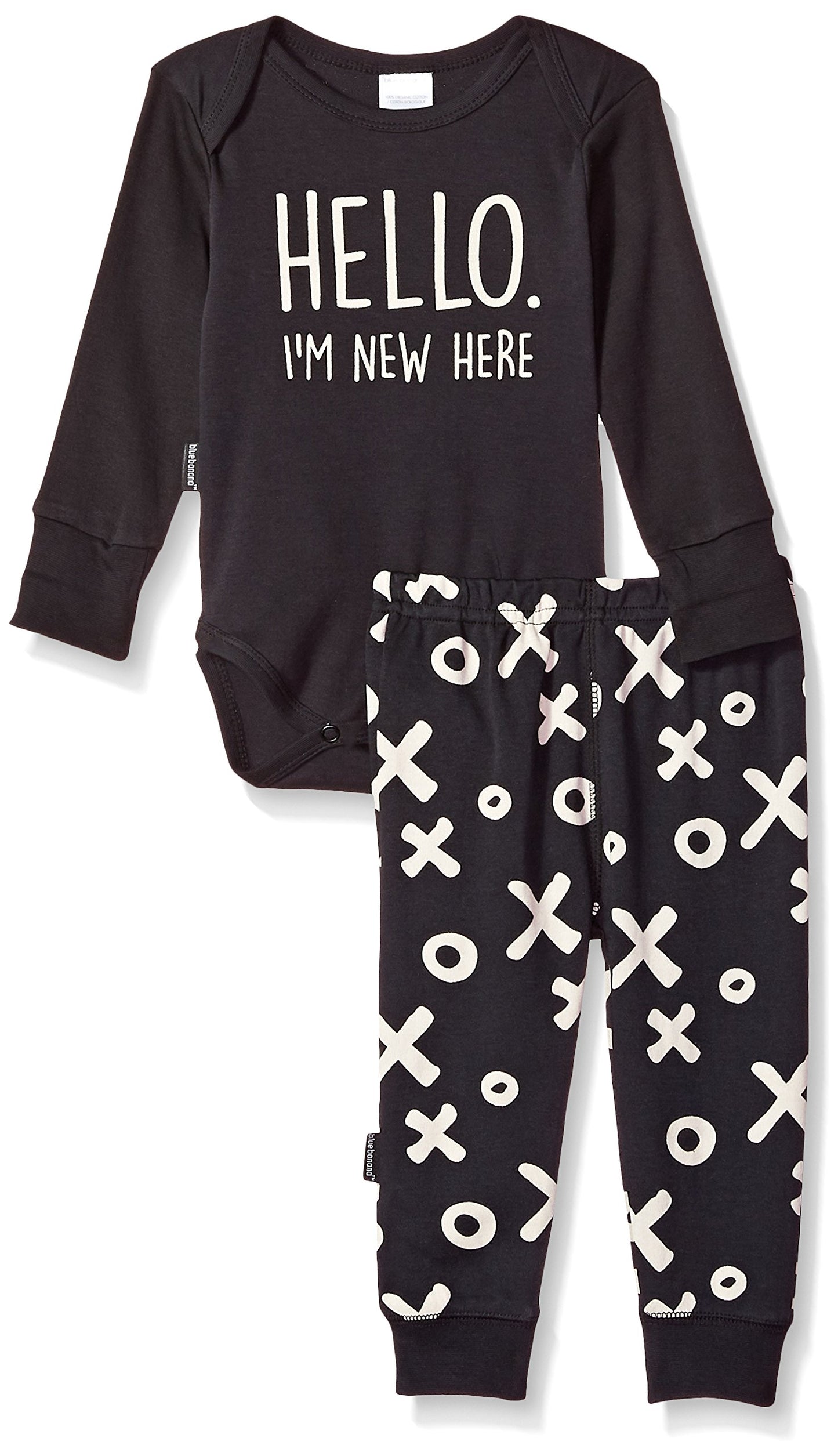 Blue Banana Baby Infant Bodysuit Pants Set, Black, 18M