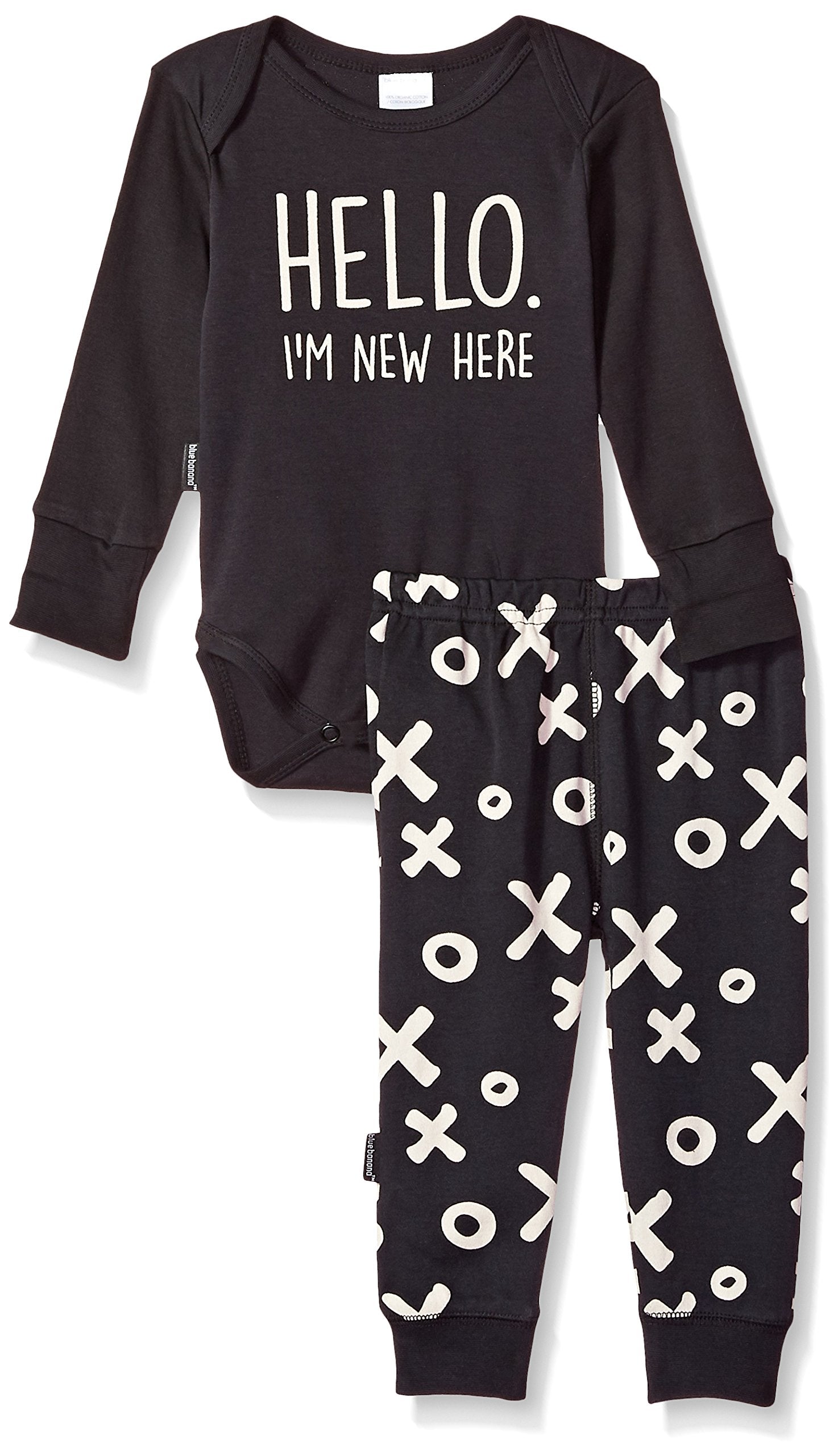 Blue Banana Baby Infant Bodysuit Pants Set, Black, 18M