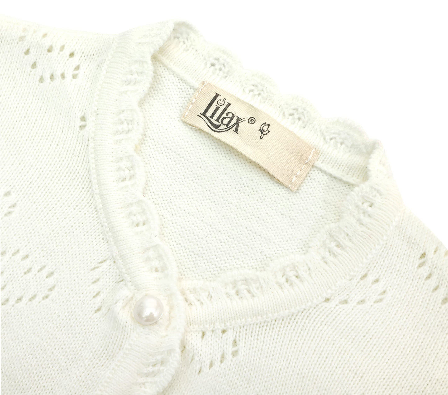 Lilax Baby Girls' Little Hearts Knit Cardigan Sweater (6 Months, Cream)