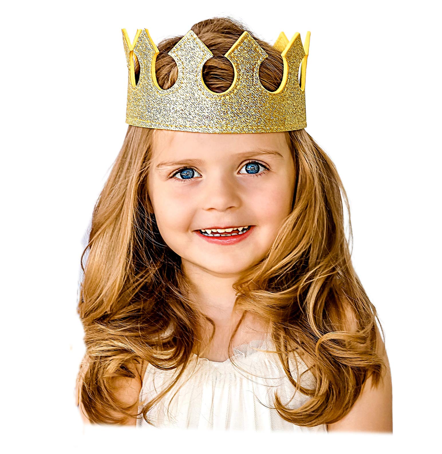 birdyboutique.com Gold Glitter Baby Birthday Crown - Lightweight Dress-Up Party Hat for Cake Smash or Photos - 3    Tall - 19-22