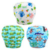 wegreeco Reusable Swim Diapers,Baby & Toddler Snap One Size Adjustable Reusable Baby Swim Diaper (Diving,Ocean,Turtle,Small,3 Pa