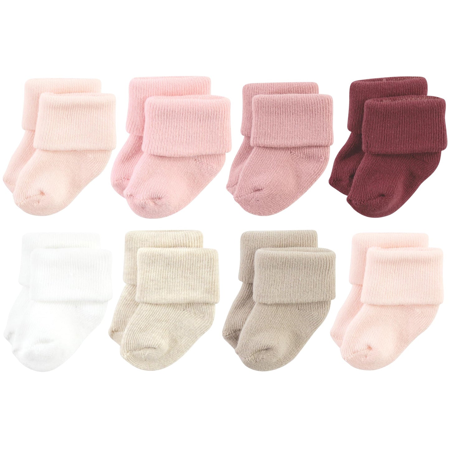 Hudson Baby Unisex Baby Cotton Rich Newborn And Terry Socks, Solid Pink Neutral, 6-12 Months