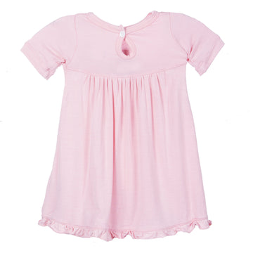 Kickee Pants Little Girl Short Sleeve Swing Dress, Lotus Pink, 0-3 Months