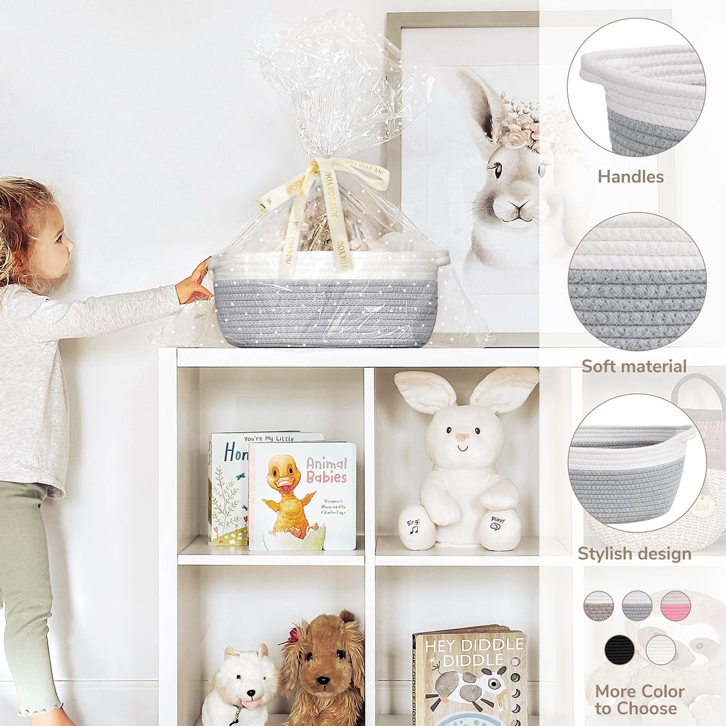 Chicvita Small Basket For Gifting, Cute Basket For Decor, Baby Basket For Towels, Diapers, Dog Basket, Woven Storage Basket, Emp