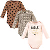 Hudson Baby Unisex Baby Cotton Long-Sleeve Bodysuits, Cinnamon Hearts 3 Pack, 6-9 Months