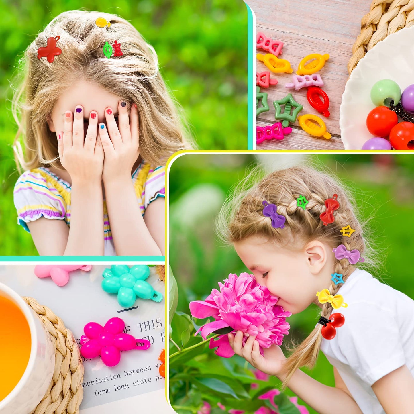 1184 Pcs Hair Accessories For Girls Self Hinge Girls Hair Barrettes Baby Hair Ties Elastic Hair Bands Assorted Elastic Ponytail