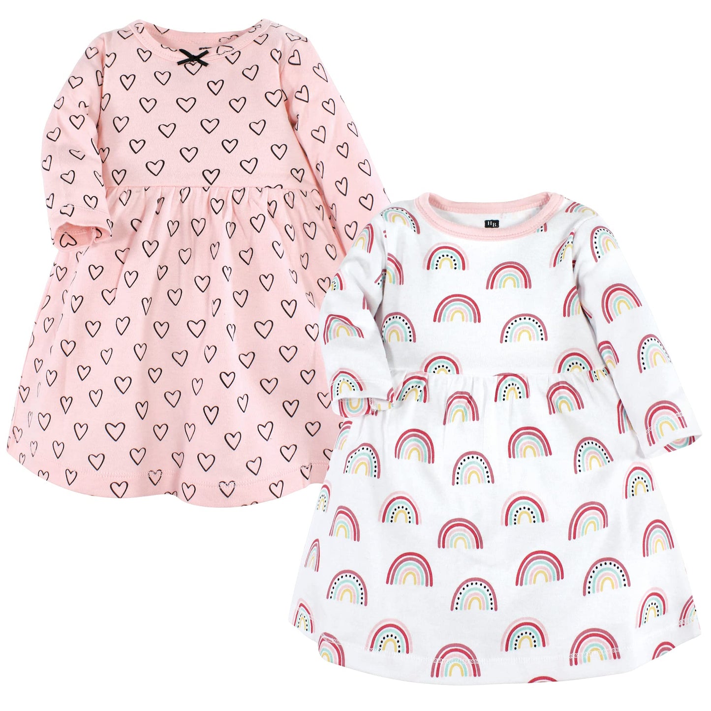 Hudson Baby Infant And Toddler Girl Cotton Dresses, Modern Rainbow, 0-3 Months