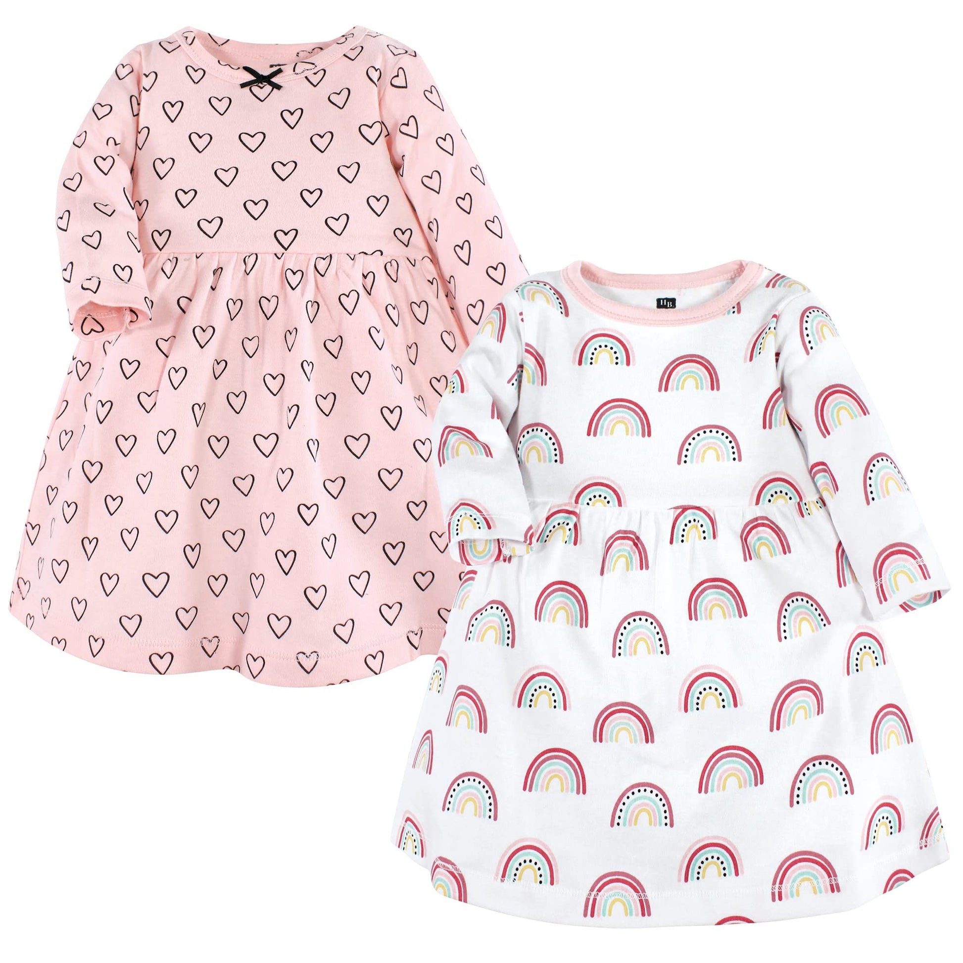 Hudson Baby Infant And Toddler Girl Cotton Dresses, Modern Rainbow, 0-3 Months
