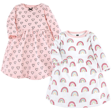 Hudson Baby Infant And Toddler Girl Cotton Dresses, Modern Rainbow, 4 Toddler