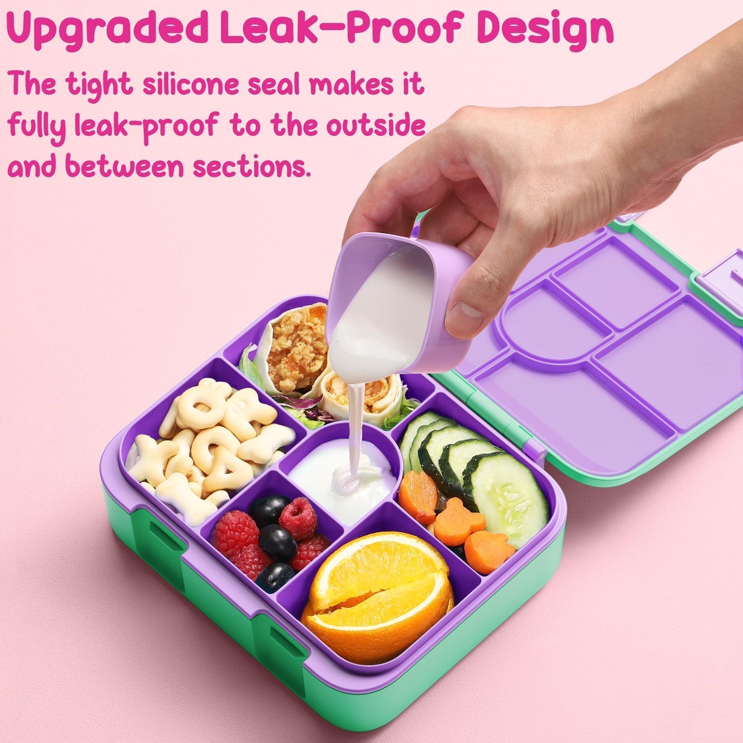 Fimibuke Snack Box For Kids & Toddlers, 6-Compartment Snack Container Bpa-Free Small Bento Box Leak-Proof Lunch Box, 32Oz Luncha