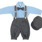 Luca Gabriel Vintage Baby Boys Toddlers Sky Blue Houndstooth Knicker Sling Set - 2T