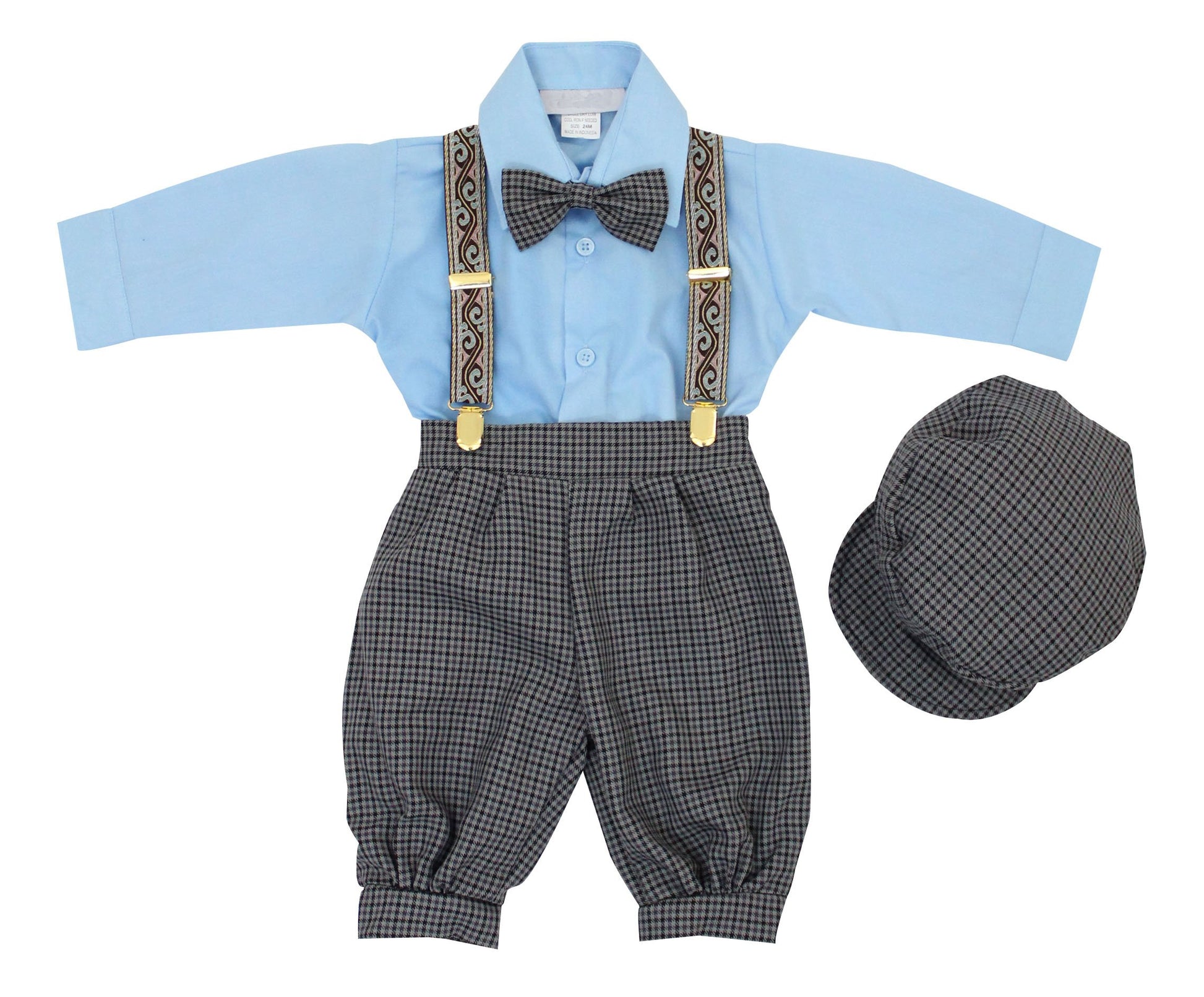 Luca Gabriel Vintage Baby Boys Toddlers Sky Blue Houndstooth Knicker Sling Set - 2T