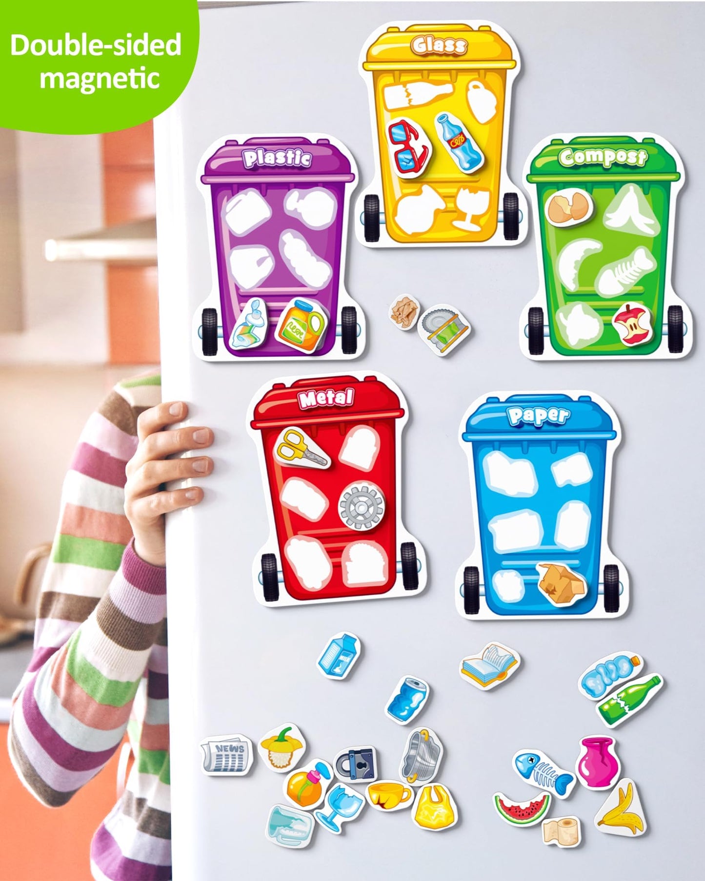 Coogam Montessori Toys for 3 Year Old, Magnetic Garbage Recycling Sorting Toy - Waste Category Classification and Environmental