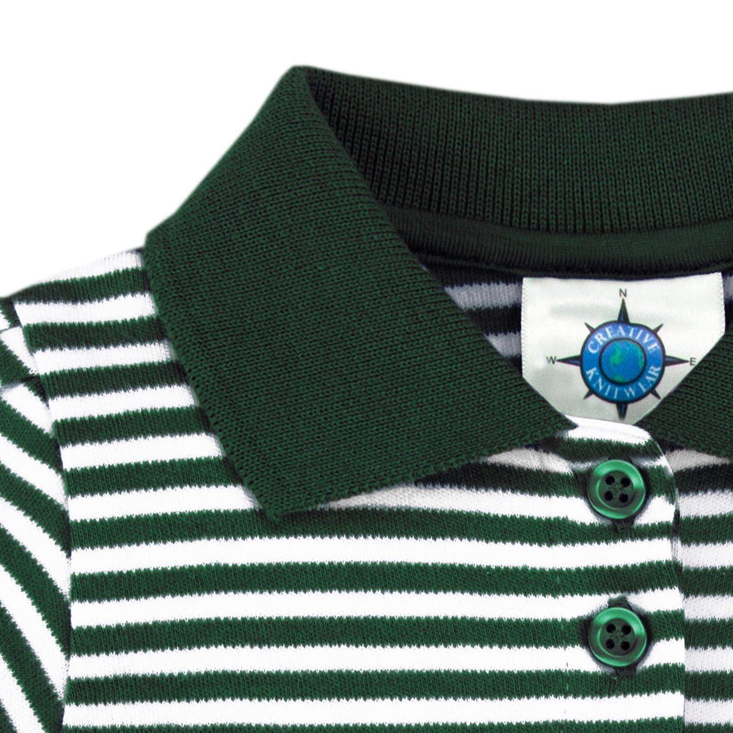 College Baby Striped Game Day Polo Dress With Bloomer - Colorado State Rams Logo - Hunter/White - 0-3 Months