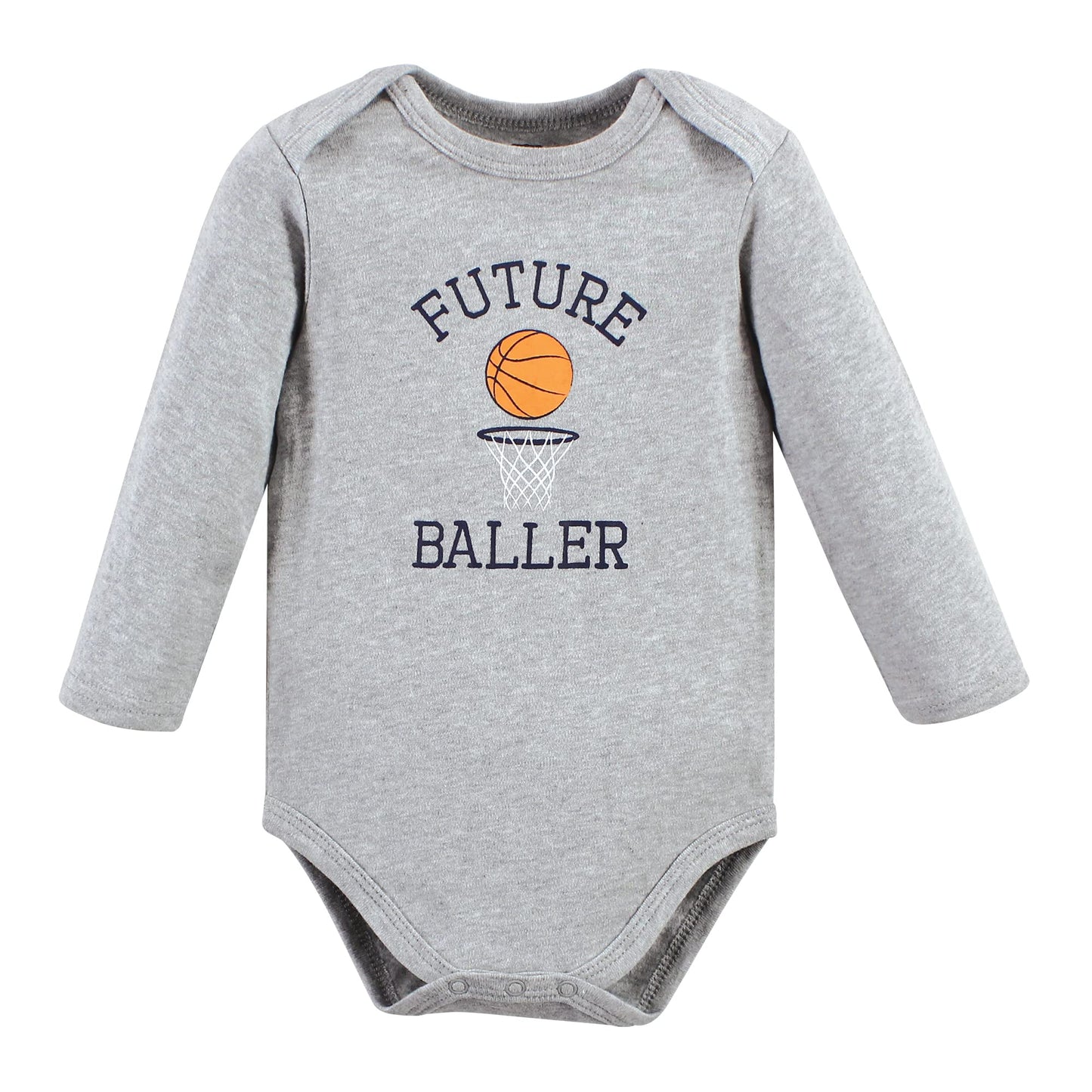Hudson Baby Girls Bodysuits Unisex Cotton Long-Sleeve Basketball, 6-9 Months, Basketball, 6-9 Months Us