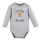Hudson Baby Unisex Baby Cotton Long-Sleeve Bodysuits, Basketball, 9-12 Months